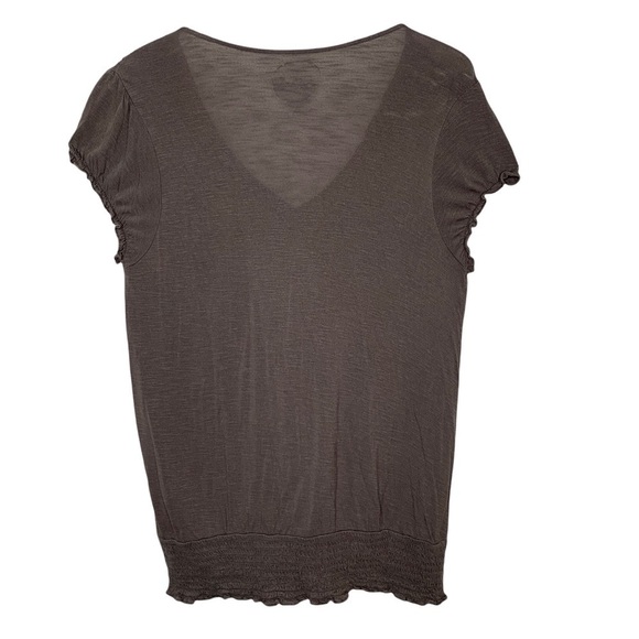 MACY'S INC INTERNATIONAL CONCEPTS Blouse  Peasant style Ruffles Dark gray - Picture 4 of 4